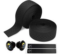 TOPCABIN® Ruban De Guidon De Vélo Ruban de Guidon pour vélo de Route série Camouflage Gel Confort Gel avec Anneaux réfléchissants 2 PCS (Noir (PU -1 Paire))