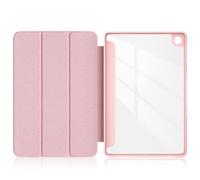 TOPCASE Coque de protection pour Samsung Galaxy Tab A9 Plus 11" 2023 - Arrière en polycarbonate transparent - Résistant aux chocs - Trois plis - Avec fonction veille/sommeil automatique - Rose