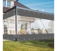 Topchances Bâche PVC transparente avec oeillets Rideaux de séparation, Rideaux de bâche d'extérieur 0,55mm Imperméable Etanche au vent Bâche vinyle pour kiosques, pergolas, balcons, jardins, porches(2