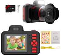 Topchances caméra pour enfants 24MP Selfie SLR caméra pour enfants avec 360 ° rotatif lentille lecteur de musique vidéo, 1080P caméra vidéo appareil photo enfants pour les filles garçon 3- 8 avec cart