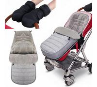 TOPCHANCES Chancelière d'hiver universelle, imperméable, coupe-vent, amovible et lavable, avec double fermeture éclair, pour toutes les poussettes courantes (gris)