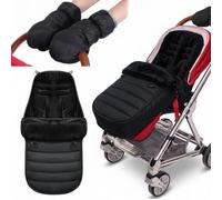TOPCHANCES Chancelière d'hiver universelle pour poussette, imperméable, coupe-vent, amovible et lavable, avec double fermeture éclair, pour toutes les poussettes courantes (noir)