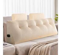 Topchances Coussin de dossier Coussin de lecture Coussin de dossier pour lit Canapé Tête de lit, Coussin de tête de lit rembourré Coussin en forme de coin,Beige,193x50x20cm