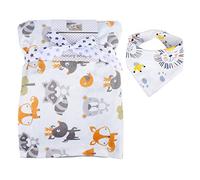 Topchances Couverture pour bébé en cachemire neutre double face Polyester super doux et court motif trois thèmes, 76,2 x 119,4 cm (renard d'ours)