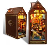Topchances DIY Book Nook Kit, Kit maison de poupées miniature DIY avec meubles et lumière LED, puzzle 3D serre-livres en bois, modèles en kit pour adultes enfants à construire,Style B