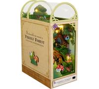 Topchances DIY Book Nook Kit, Kit maison de poupées miniature DIY avec meubles et lumière LED, puzzle 3D serre-livres en bois, modèles réduits en kit pour adultes enfants à construire,Style C