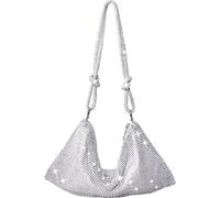 Topchances Femme Soirée Sac d'embrayage, Scintillant épaule strass sac de soirée de mariage Sacs à main Pour Mariage Party (Argent)
