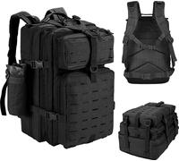 Topchances Grand sac à dos militaire Hommes 45L extérieur étanche tactique Molle Assault Survival Tactical Backpack pour camping trekking randonnée pêche voyage travail, Noir