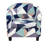 TOPCHANCES Housse de Fauteuil Cabriolet Imprime Motif géométrique Housse de canapé Relax Club Chaise de Baignoire Housse de Fauteuil Extensible Polyester (Housse de Chaise + Housse de Coussin, Y-4)