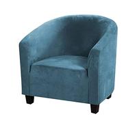 Topchances Housse de fauteuil tonneau en velours doux - Très extensibles - Housses de chaise de club souples pour salle à manger, salon, Internet, café, bar, bureau, réception (bleu clair)