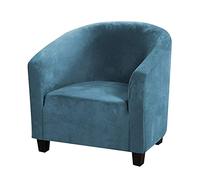 TOPCHANCES Housse de Protection Semi-Circulaire en Velours Extensible pour Fauteuil de Club Tissu en Velours Doux antidérapant et Lavable - Housse de Protection pour comptoir de Bar (Bleu)