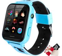 Topchances Montre intelligente pour enfants avec lecteur de musique, jeux SOS, appareil photo, calculatrice, réveil et chat vocal pour garçons et filles, bleu
