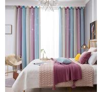 Topchances Rideaux chambre enfants opaques garçon fille étoiles creuses rideaux occultants dégradé écharpe à œillets pour chambre, 134*240cm, Violet