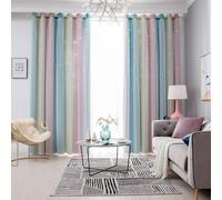 Topchances Rideaux chambre enfants opaques garçon fille étoiles creuses rideaux occultants dégradé écharpe à œillets pour chambre, 134*160cm, Rose