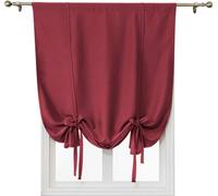 Topchances Rideaux pour fenêtres, Unicolore Opaque Rideaux courts,Rideau roman court pour balcon chambre salon cuisine(Rouge, 80 * 120 cm)