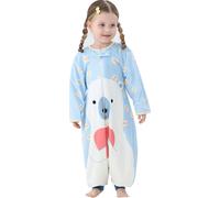 Topchances Sac de couchage bébé nouveau-né hiver Léger Sac de couchage enfant manches longues Flanelle Cartoon Sac de couchage avec jambes Extérieur Camping Garçons Filles 1-7 ans,Bleu clair,M