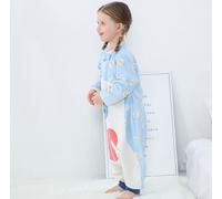 Topchances Sac de couchage bébé nouveau-né hiver Léger Sac de couchage enfant manches longues Flanelle Cartoon Sac de couchage avec jambes Extérieur Camping Garçons Filles 1-7 ans,Bleu clair,S