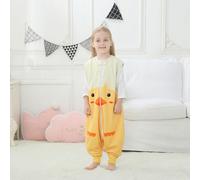 Topchances Sac de couchage pour bébé avec pieds, sans manches, unisexe, pour enfant, Pyjama en flanelle 4 saisons pour 1-6 ans, jaune, M