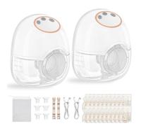 TOPCHANCES Tire-Lait Electrique Mains Libres Portable,4 Modes12 Niveaux,Extracteur de Lait Rechargeable avec Affichage LED,de la Bouche de Bébé Bride à Double Étanchéité,17/19/21/24mm(Blanc,2 Pièces)
