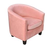 TOPCHANCES Velours Housse de Fauteuil Club 2 Pièces Housse de Fauteuil Extensible Jacquard Housse Fauteuil Salon Cabriolet Tub Chair avec Housse de Coussin (Rose)