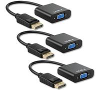 Topcloud Adaptateur DisplayPort (DP) vers VGA, convertisseur DP vers VGA mâle vers Femelle, Cordon plaqué Or pour PC, Ordinateurs Portables, écrans, moniteurs, projecteurs et Plus （Pack de 3）
