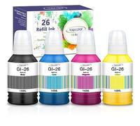 Topcolor Cartouches d'encre de rechange compatibles avec Canon GI-26 GI26 26, compatibles avec les imprimantes Canon MAXIFY GX6021 GX7021 GX7020 GX6020 GX5020 Megatank GX4020 GX3020 Noir 4P 【Formule