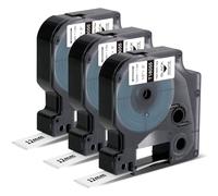 Topcolor Lot de 3 étiquettes thermorétractables industrielles compatibles avec Dymo 18055 - 12 mm - Noir sur blanc - Pour étiqueteuse Rhino 3000 4200 5000 5200 6000 - 12 mm