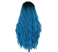 Topcosplay 24" Blond Ondulée Perruque pour Femmes et Filles Longue Bouclée Synthétique Perruque avec Racines Noires pour une Utilisation Quotidienne