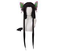 Topcosplay Anime Perruque Cosplay Kamado Tanjirou Perruque pour Demon Slayer Rouge - Noir Courte Perruque pour Halloween Carnaval (Kochou Kanae)