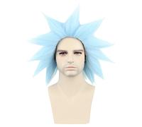 Topcosplay Courte Bleu Perruque pour Enfants Adultes Cosplay Rick Perruque pour Halloween Déguisement