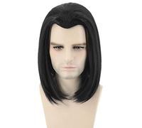 Topcosplay Longue Perruque pour homme Noir Perruque Raide pour Cosplay Halloween Carnaval