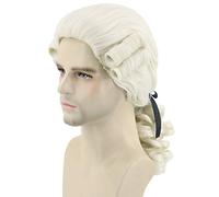 Topcosplay Perruque baroque avec tresse beige juge - Perruque rococo bouclée - Marquis - Pour carnaval, Halloween (beige)