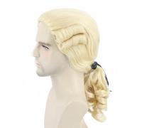Topcosplay Perruque baroque pour homme avec tresse blonde juge, perruque rococo bouclée, marquis, pour carnaval, Halloween