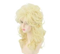 Topcosplay Perruque blonde rétro bouclée des années 70/80 pour déguisement de discothèque, Halloween, cosplay (blond-88#)