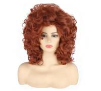 Topcosplay Perruque Bouffante Ul Vin Rouge Vin Moyen Bouclés Costume d'Halloween Fête Vintage Perruques