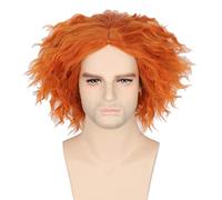 Topcosplay Perruque Chapelier fou du Alice au pays des merveilles, Perruque Bouclés Orange pour Costume Adulte