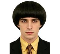 Topcosplay Perruque courte en forme de tête de champignon marron pour homme - Style rétro des années 60/70 - Pour costume d'Halloween (noir)