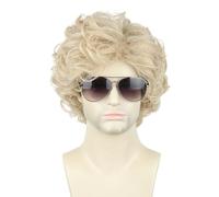 Topcosplay Perruque courte et bouclée pour homme, marron clair, perruque naturelle superposée, pour Halloween, cosplay, carnaval, usage quotidien, blond 613