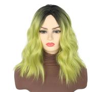 Topcosplay Perruque courte vert ombré pour femme ou fille, perruque au carré avec racines foncées pour cosplay, Halloween (vert)