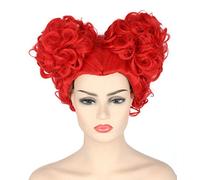 Topcosplay Perruque de reine de cœur rouge courte pour cosplay, thème de conte de fées ou carnaval (rouge)
