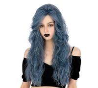 Topcosplay Perruque de Sorcière Fantôme pour Femme, Frisée Perruque Bleu Longue pour Halloween Fête Carnaval