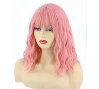 Topcosplay Perruque femme demi-blonde et noire perruque longue bouclée Cosplay perruques (rose clair)
