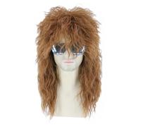 Topcosplay Perruque Homme des années 80 des années 70, Perruque nuque longue, Proll mulet Perruque Punk Blonde pour Carnaval Halloween (Brune-30)