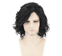 Topcosplay Perruque, Noir Perruque Courte Frisé pour Homme, Perruque Synthétique Halloween Costume Déguisement Accessoires