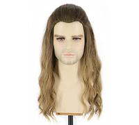 Topcosplay Perruque pour Homme Adultes Longue Bouclée Blond Perruque Halloween Costume Déguisement Accessoires