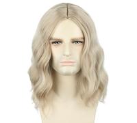 Topcosplay Perruque pour homme, longue, ondulée, noire, pour cosplay, carnaval, costume d'Halloween (blond 16)