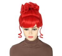Topcosplay Perruque rouge et chignon pour femme - Perruques d'Halloween (rouge)