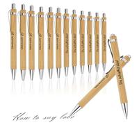 TOPCZY 12Pcs Stylo à Bille en Bambou Inspirant à Encre Noire, Rétractable de Motivation en Bambou, Stylo en Bois avec des Phrases de Motivation avec le Dicton Tu Peux le Faire pour Collègue