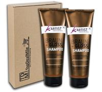 TopDealMile Lot de 2 shampoings professionnels Artist - Marron + brillant - 2 x 250 ml