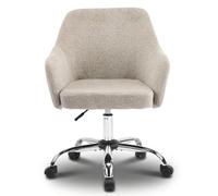 TOPDÉCORÉ Fauteuil Coiffeuse Chambre, Chaise Coquillage en Velours Pivotante à 360° avec roulettes, Chaise de Bureau Ergonomique et Réglable en Hauteur, Fauteuil de Salon/Maquillage,Marron Clair